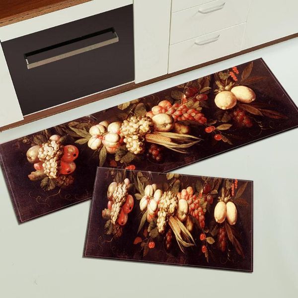 

rectangular kitchen mat abstract fruit oil painting printing doormat anti-slip bathroom carpet hallway living room bath mats