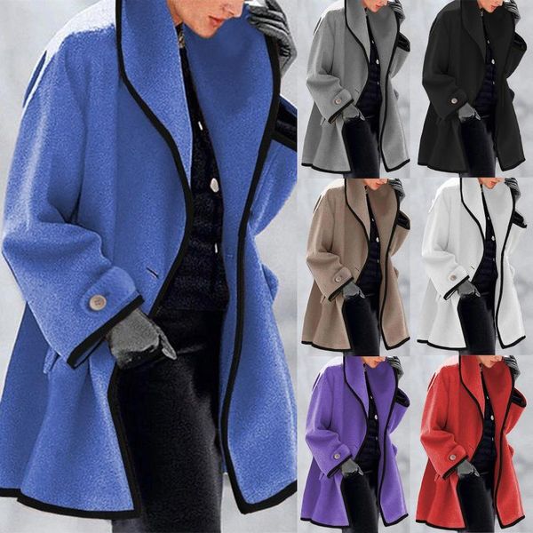 

women's wool & blends jacket 2021 winter coat ladies warm slim long outwear overcoat, Black