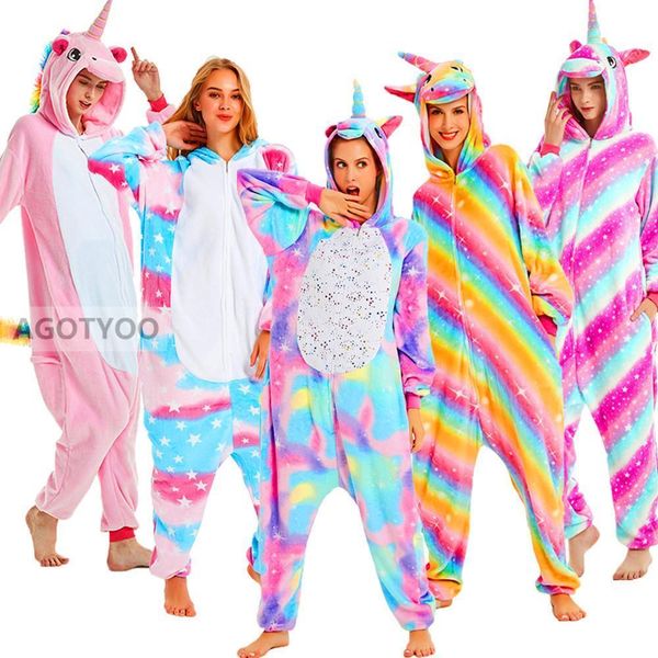 

adults women sleepwear pajamas flannel cute unicorn stitch cartoon animal sets kids hooded pyjamas homewear, Black;red