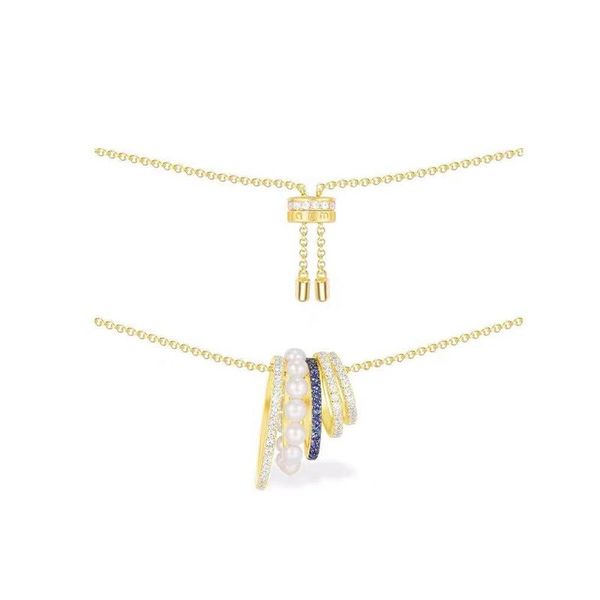 

pendant necklaces europe and america necklace inlaid crystal personality pearl fashion female elegant atmosphere jewelry zk40, Silver