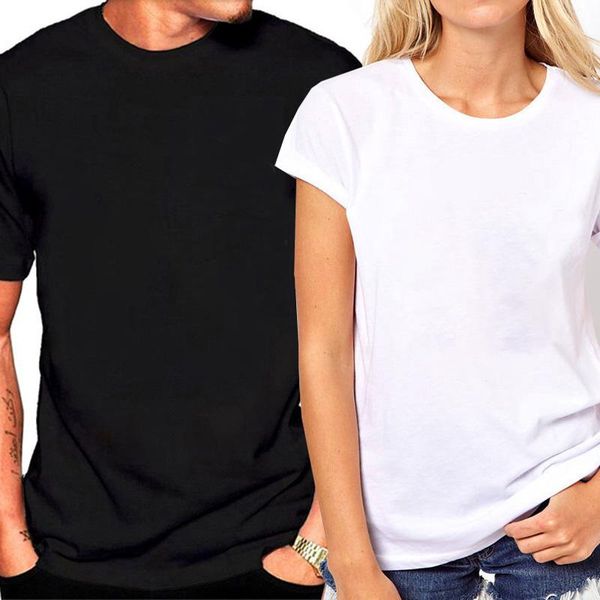 

women's t-shirt summer men women couple streetwear basic casual solid t shirt short sleeve soft loose tee for female and male, White
