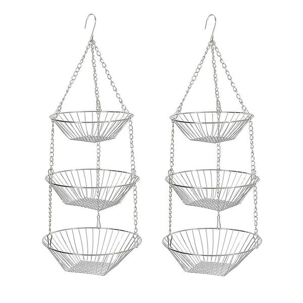 

pack hanging baskets 3 tier fruit ceiling support space saving kitchen for silver storage