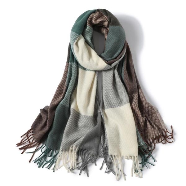 

scarves 2021 long scarf women warm shawl wrap narrow lady cashmere thick winter pashmina spring geometric wool knitted bufanda, Blue;gray