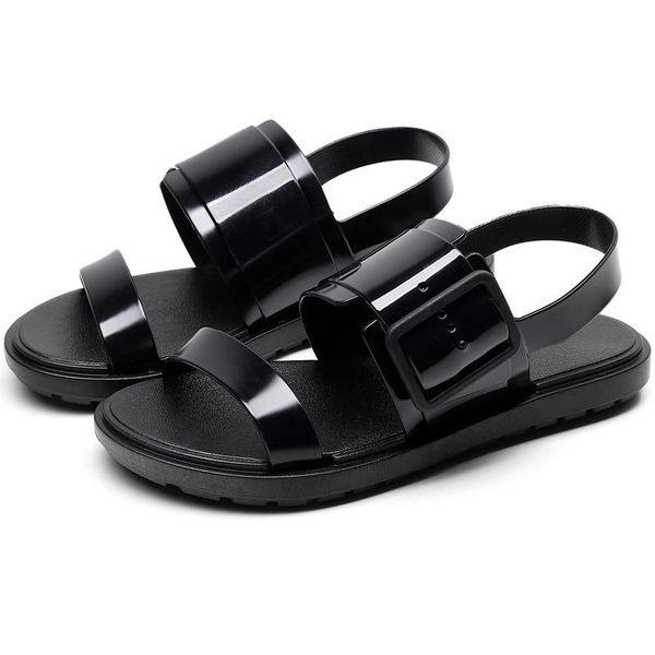 

sandals summer ladies slippers women flat wild outdoor beach shoes pvc jelly platform, Black