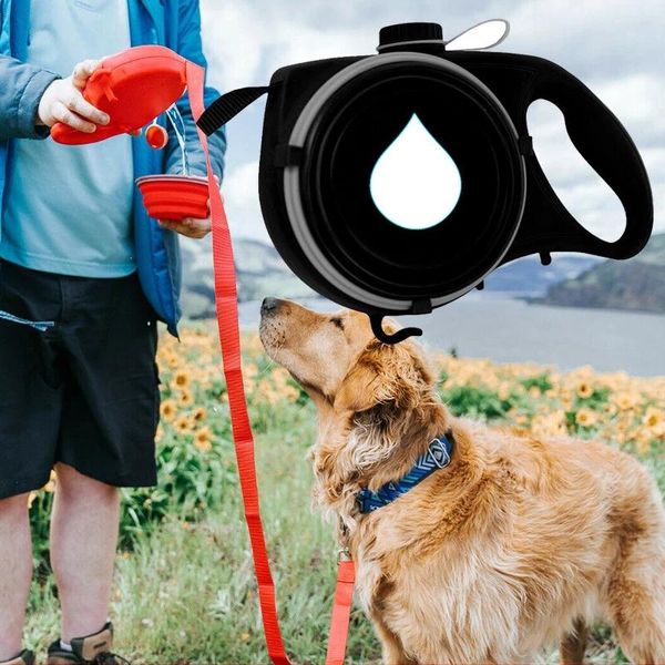 

dog collars & leashes outdoor running traction rope multifunctional retractable foldable portable with water bowl kettle pet supplies