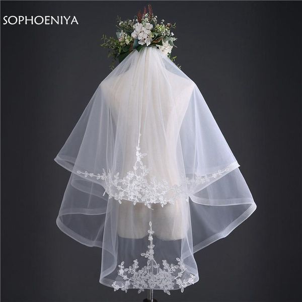 

bridal veils arrival two layers wedding veil short 2021 vestido de noiva accessories lace edge vel, Black