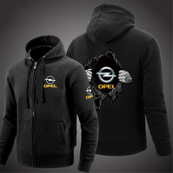

men's hoodies & sweatshirts latest mens opel logo zipped hooded jacket sweatshirt leisure zipper clothing fashion male, Black