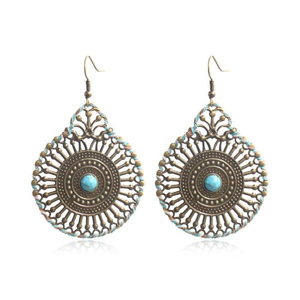 

dangle & chandelier todox fashion metal jewelry with stone drop earrings for women retro geometric bohemia female elegant wedding hook, Silver