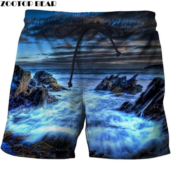 

sea reef men 3d ston printed beach short fashion quick dry pant board plage dropship men's shorts, White;black
