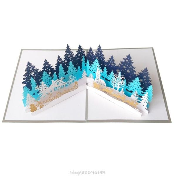 

greeting cards merry christmas tree winter gift -up decoration stickers cut year n10 dropship