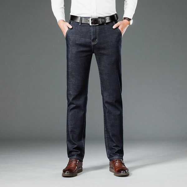 

tencel jeans men 2021 spring autumn and summer two style stretch straight casual pants loose streetwear clothes men's, Blue