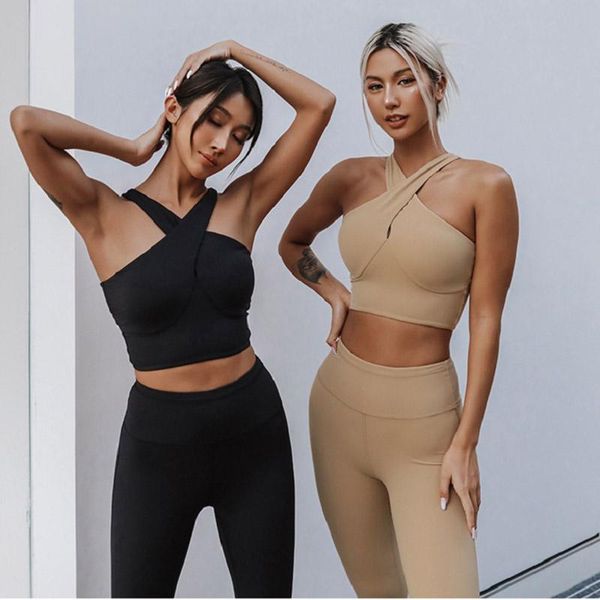 

yoga outfit women sports bra back strap cross bras push up female seamless underwear running gym padded vest fitness sportwears