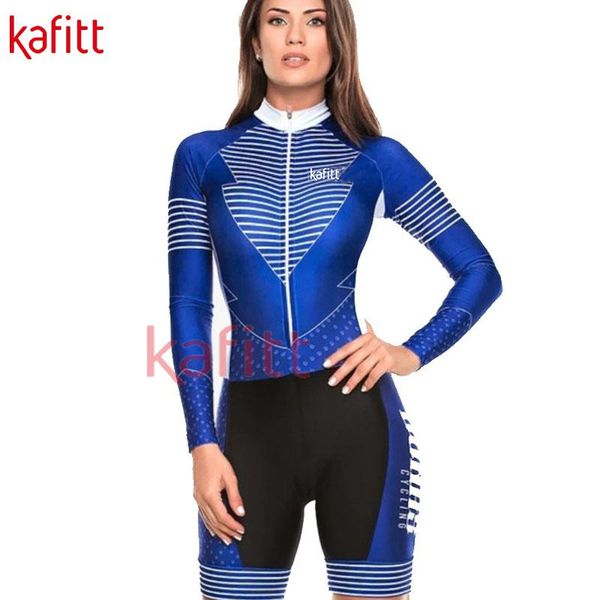 

racing sets kafi long sleeve cycling jersey suit pro team triathlon ladies one-piece jumpsuit mailloropa ciclismo, Black;blue