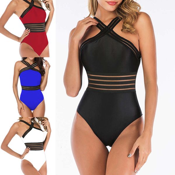 

the bikini women's one piece lace net solid bikini swimsuit, White;black
