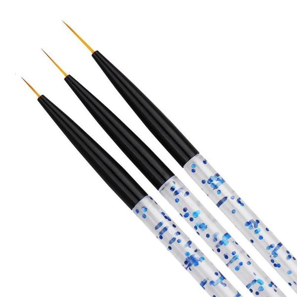 

nail brushes 3pcs/set french stripe art liner set manicure tools ultra-thin line drawing pen uv gel acrylic sequins painting, Yellow
