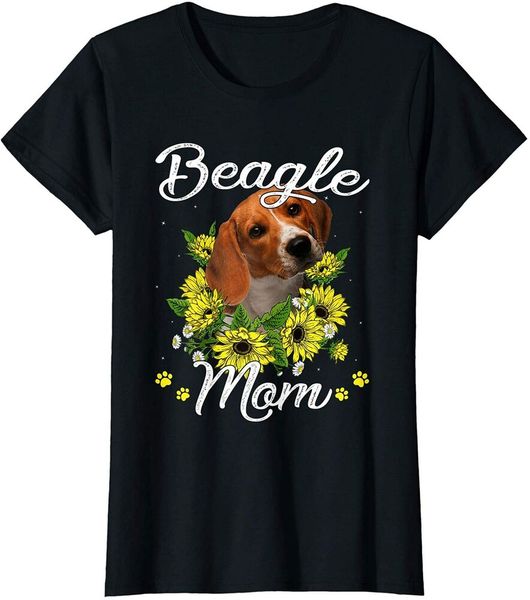 

dog mom mother's day gift sunflower beagle mom t-shirt size s-5xl, White;black