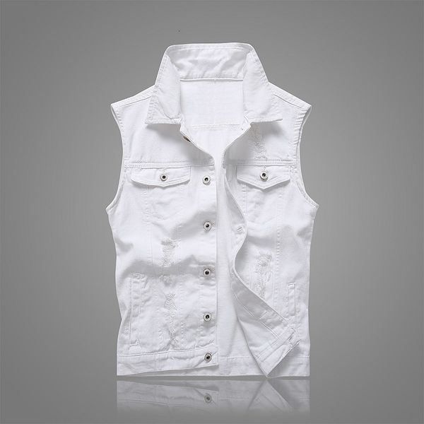 

2021 white vt korean slim fit men's denim vt men's denim vt trend waistcoat casual, Black;white