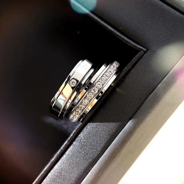 

s925 transfer women's volleyball pure silver men's single diamond rotatable chic couple wedding ring
