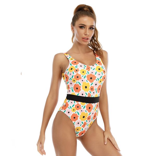 

2021 women' printed triangular backls swimsuit, Red;black