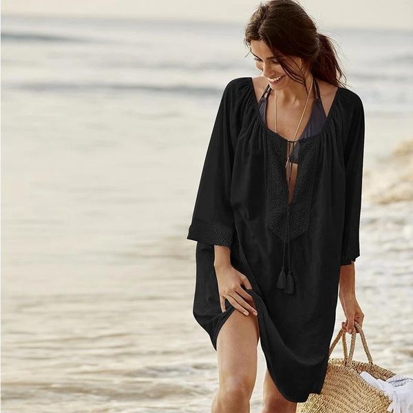 

women's swimwear beach tshirt novae fashion women swimsuit cover-ups cover up 2021 beachwear blue, White;black