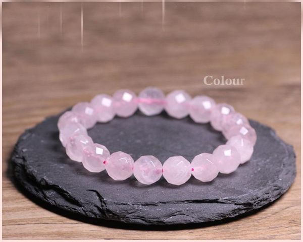 

beaded, strands beauchamp strand 8mm stretch bracelet elastic rope gem natural stone faceted beads pink rose color expandable jewelry, Black