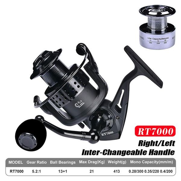 

baitcasting reels proberos 2021 2000-7000 12bb 15kg max drag 5.2:1 double line cup spinning metal rocker fishing reel high-quality