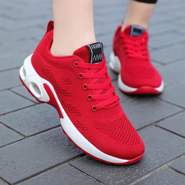 

2021 foreign trade women's breathable soft-soled running shoes pink red purple black white korean leisure air cushion sports ten