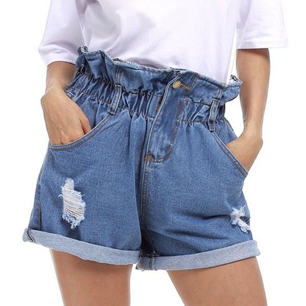 

women's shorts 2021 summer fashion hole women solid color high waist short feminino all match jeans plus size s~5xl, White;black