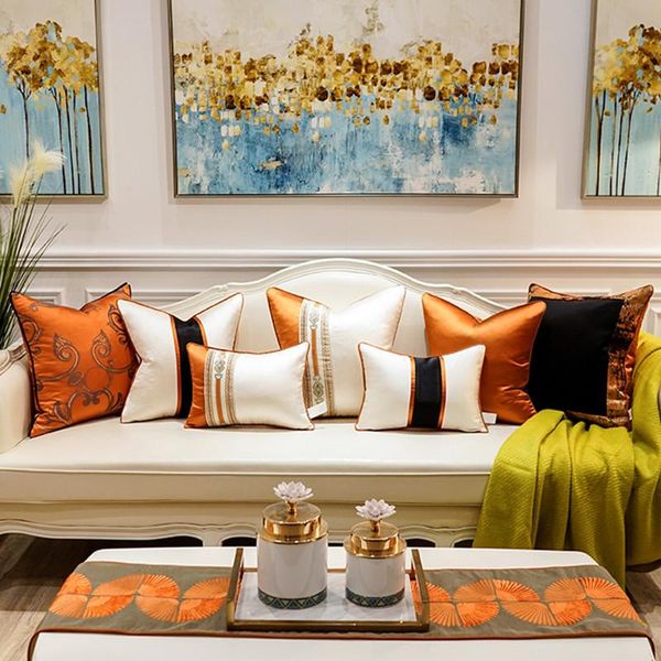 

cushion/decorative pillow high-grade light luxury sofa cushion cover orange white throw pillowcase chinese style covers home chair decoratio
