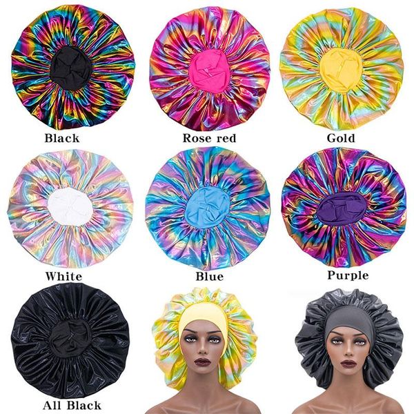 

adjust solid satin bonnet hair styling cap wide-brimmed high-elastic headband with night women sleeping care hat beanies