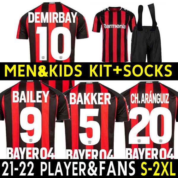 

2021 2022 leverkusen soccer jersey men kit bayer 04 leverkusen palacios bailey football jersey demirbay volland tah soccer shirts 21 22 away, Black;yellow