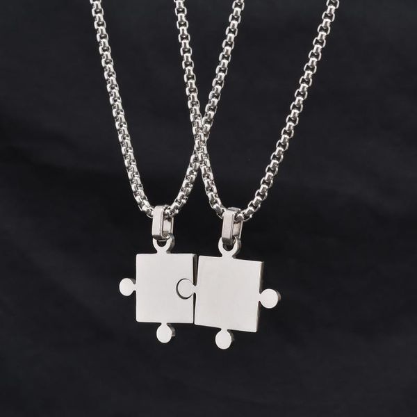 

pendant necklaces 2021 european and american fashion hip-hop trend party couple gift titanium steel puzzle personality necklace, Silver
