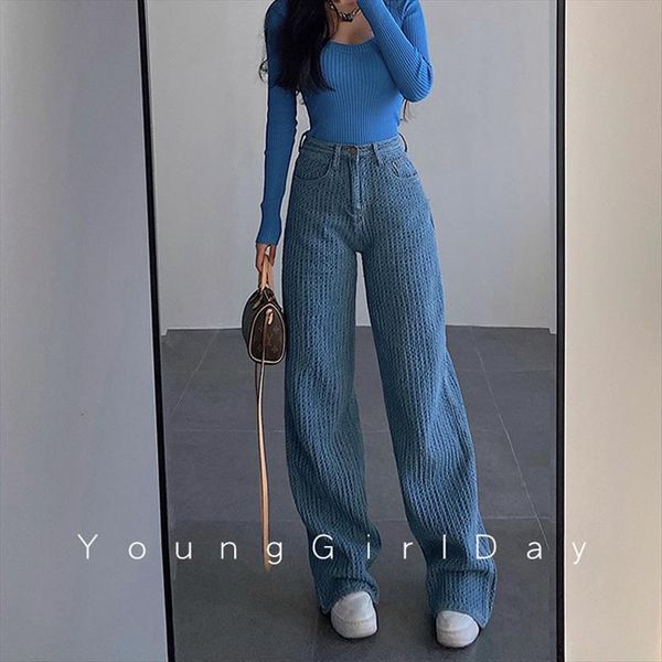 

baggy light blue elegant women jeans wide leg cargo pants girl straight casual loose high waist denim female mujer