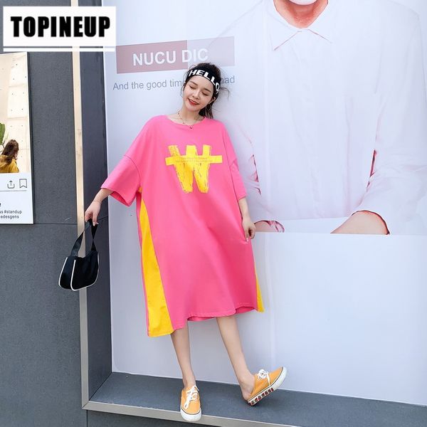 

dress summer big long size loose shirt print dressed in korean street style design comfortable around the neck jupe, Black;gray