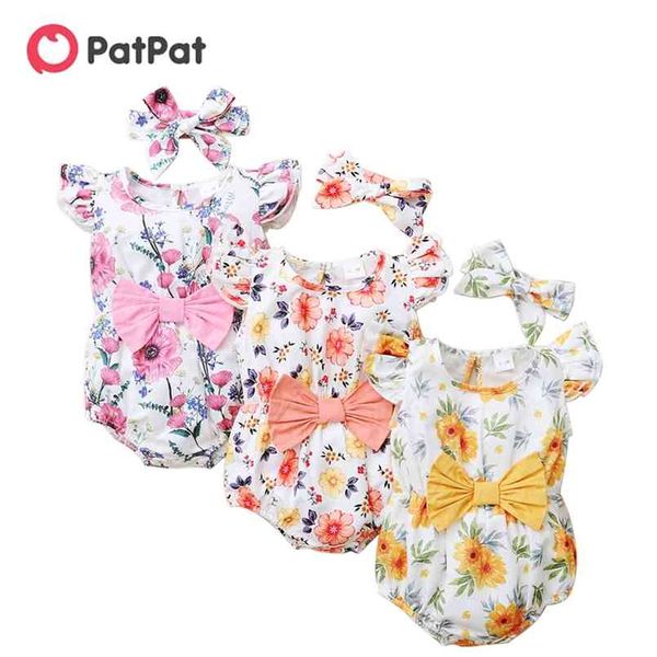 

summer 2pcs baby girl sleeveless casual floral rompers & bodysuits 210528, Blue