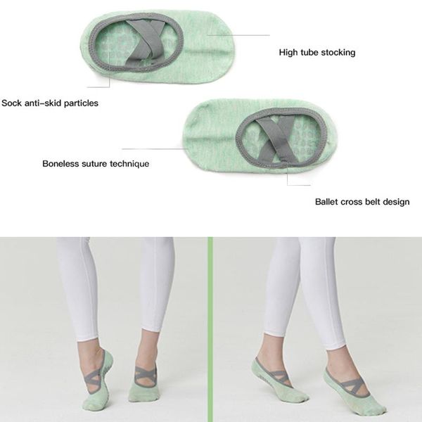 

pairs women's pure cotton non-slip socks breathable sock for pilates yoga sport ballet dance fitness fou9 sports, Black