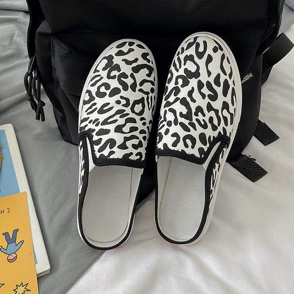 

slippers women square toe slip on mules shoes fashion zebra leopard pattern low heel ladies slides female spring muller, Black
