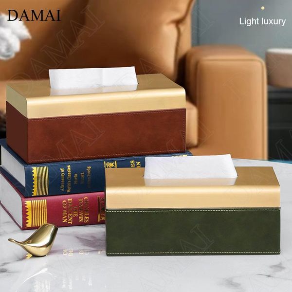 

tissue boxes & napkins creativity rectangle leather nordic modern living room deskpaper towel storage box home decoration