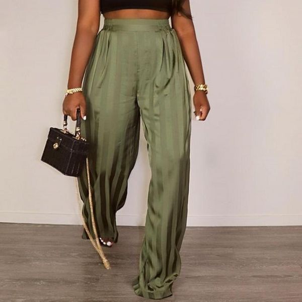 

women's pants & capris spring autumn casual women wide leg shiner striped print high waist loose sports nightclub all matching beach tr, Black;white