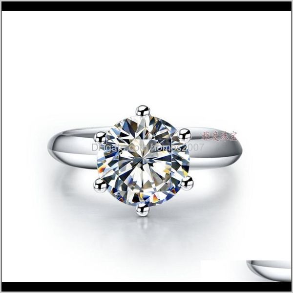 

jewelrysolid platinum pt950 ring diamond engagement rings for women promise lady vvs1 d color cluster drop delivery 2021 bunkz, Golden;silver