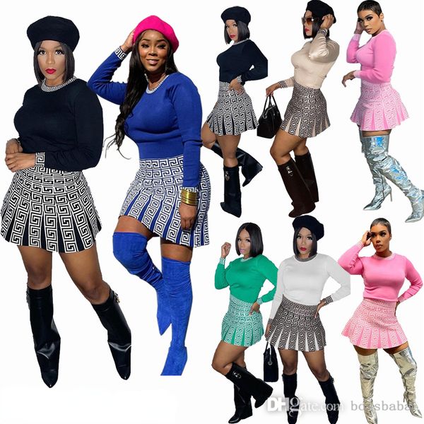 

women two piece set 2023 designer spring long sleeve and short skirt fashion casual ladies outfits, White