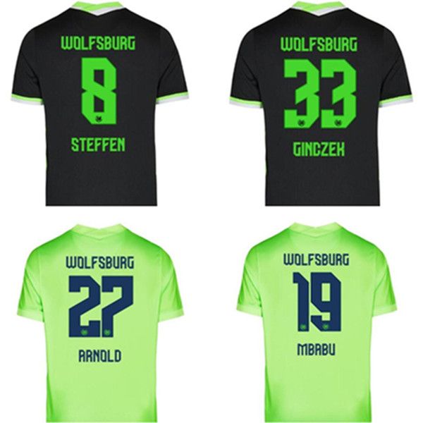 

20 21 vfl wolfsburg soccer jersey 2021 home ginczek guilavogui shirts away mehmedi kalus malli steffen weghorst football uniform, Black;yellow