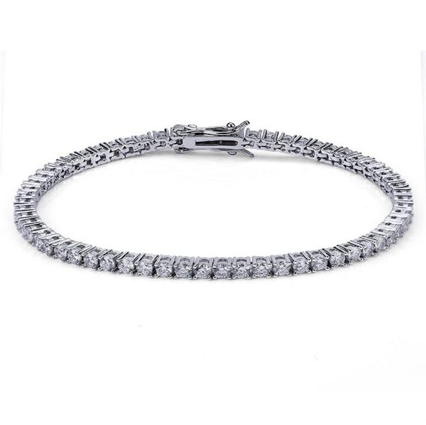 

bracelet hip hop 18k gold plated bracelets jewelry luxury fashion men women 3mm bling zircon tennis bracelets, Golden;silver