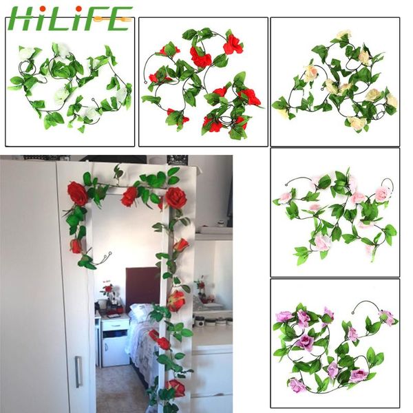 

decorative flowers & wreaths hilife real touch silk flower 2m artificial rose ivy vine home hanging decors wedding decor garland string with