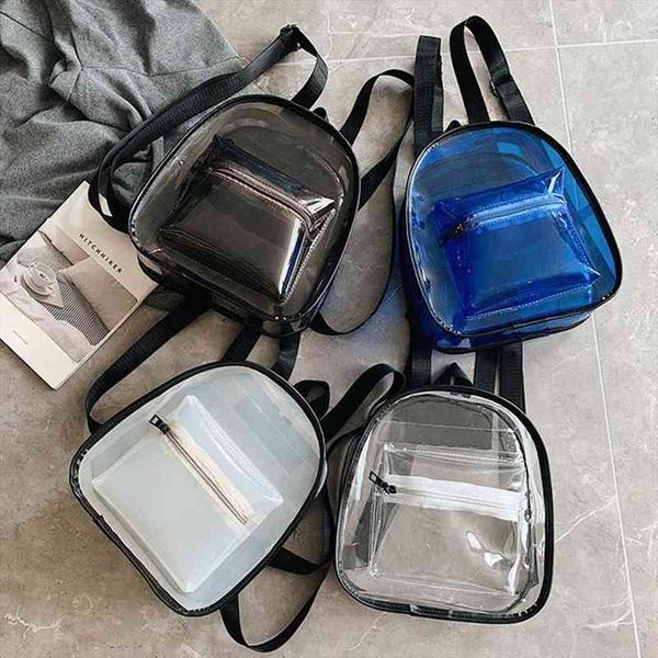 

transparent women backpack large capacity schoolbags for teenage girls fashion bookbag travel clear pvc waterproof