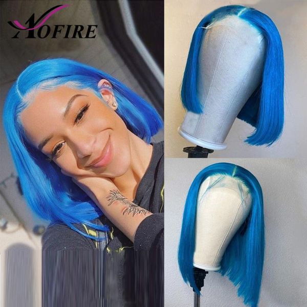 

lace wigs blue human hair bob front wig for women brazilian virgin, Black;brown