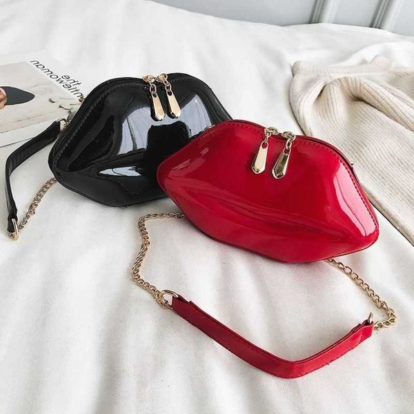 

bag mini bag women's 2021 new fashion korean versatile one shoulder slung patent leather lip chain