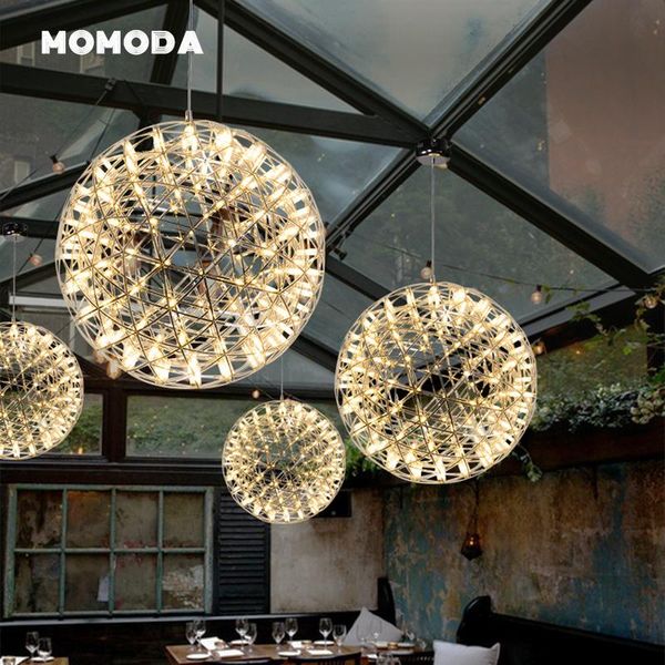 

chandeliers nordic led lighting design dandelion spark ball round gold chrome lamps bedroom living room lights fixture