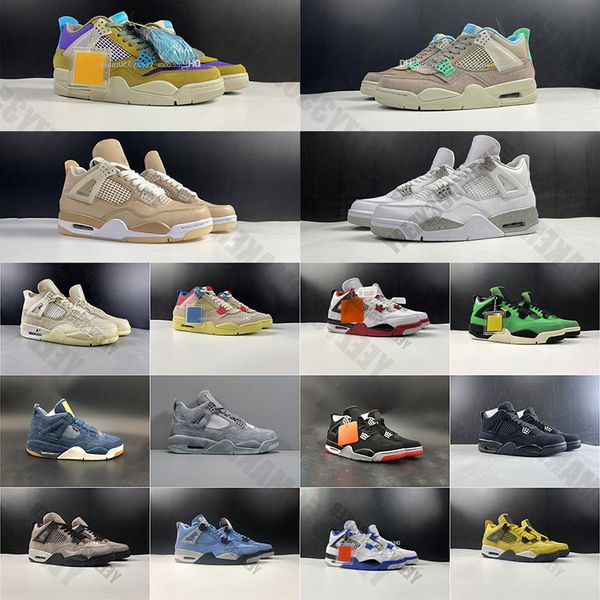 2021 Jumpman 4 4s Basketballschuhe White Oreo Desert Moss Shimmer University Blue Taupe Haze Manila Black Cat Fire Red Union Bred Sail What The TS Neon Cement Sneakers