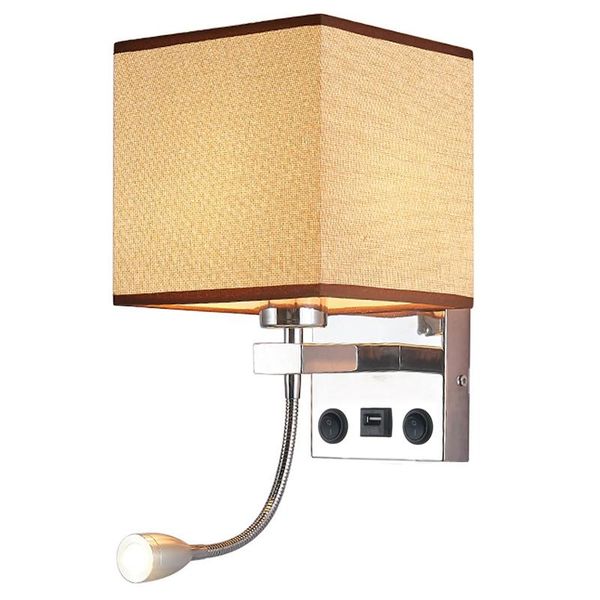 

wall lamp modern indoor led bedside bedroom decal with switch usb e27 bulb headboard household el